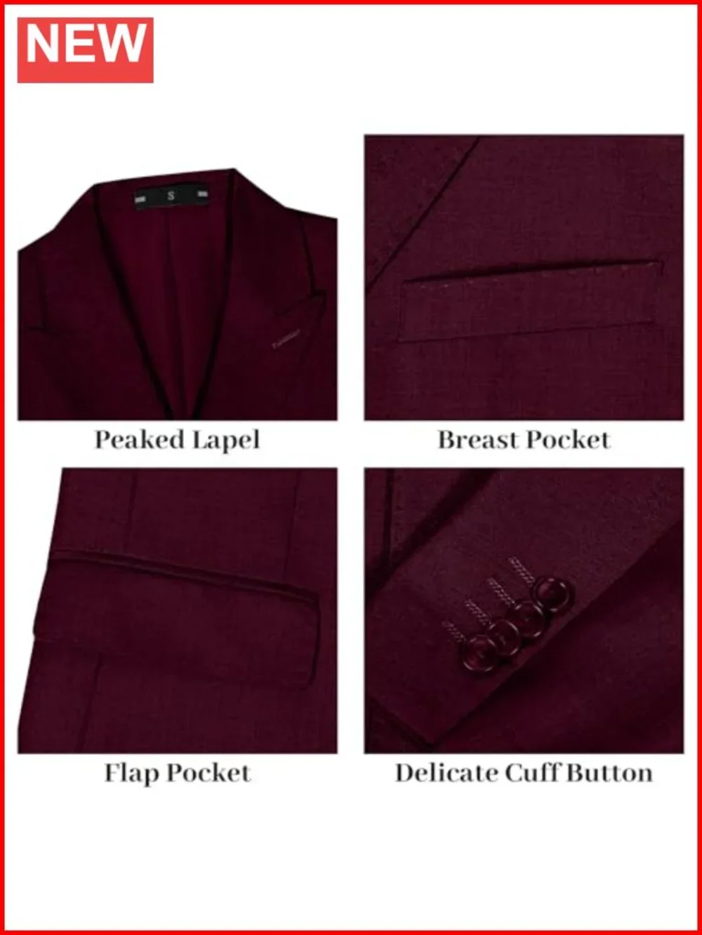 Men's 2-Piece Double Breasted Slim Fit Suit Blazer & Pants Formal Business